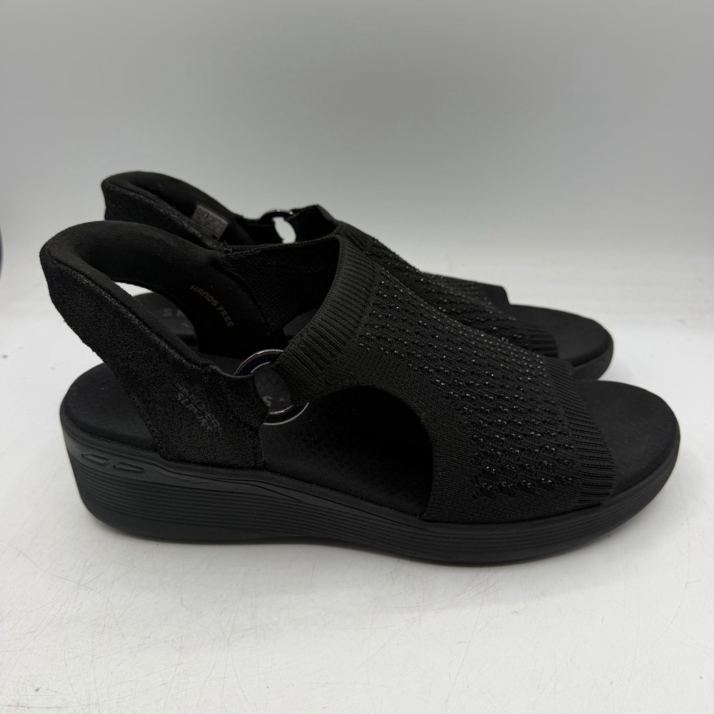 Skechers Pier Lite Park Path Sandals Womens Sz 11 Black Slip Ins Wedge Handsfree